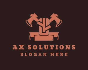 Ax - Wood Ax Lumberjack logo design