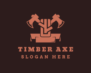 Wood Ax Lumberjack logo design