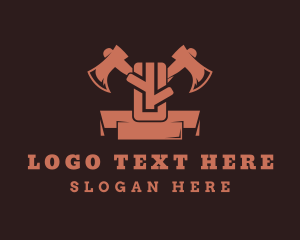 Log - Wood Ax Lumberjack logo design