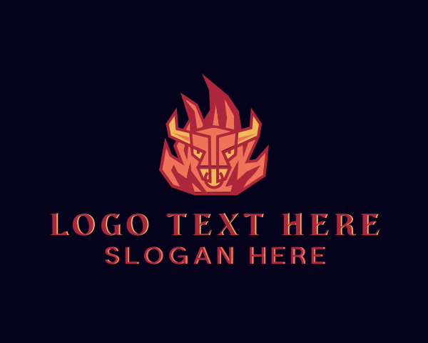 Horns - Bull Flame Barbecue Grill logo design