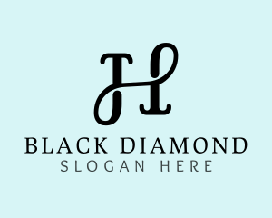 Black - Classic Cursive Letter H logo design