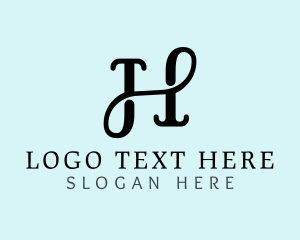 Black - Classic Cursive Letter H logo design