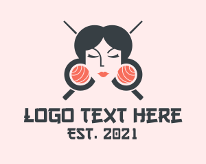 Lady - Japanese Geisha Sushi logo design