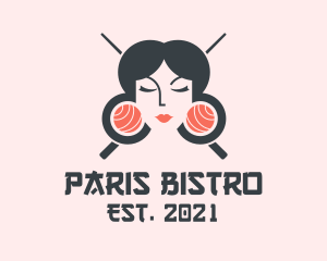 Japanese Geisha Sushi logo design