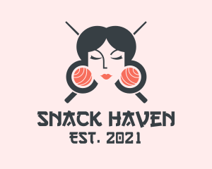 Japanese Geisha Sushi logo design