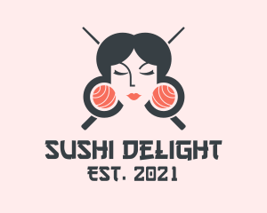 Japanese Geisha Sushi logo design