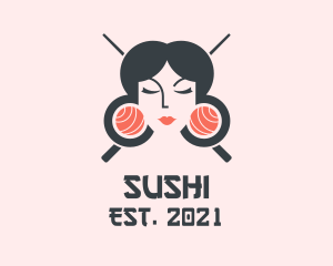 Japanese Geisha Sushi logo design