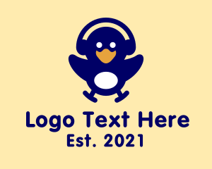 Music - Cute Music Penguin logo design