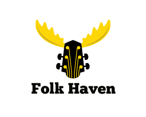 Folk - Moose Guitar Instrument logo design