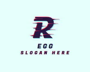 Digital Glitch Letter R Logo