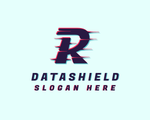 Digital Glitch Letter R Logo