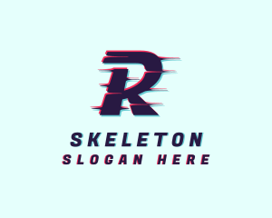 Static Motion - Digital Glitch Letter R logo design