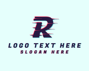 App - Digital Glitch Letter R logo design