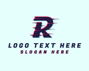 Digital Glitch Letter R Logo