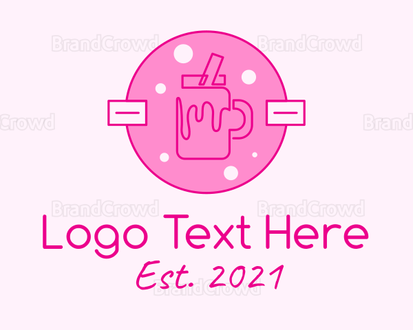 Pink Milkshake Badge Logo