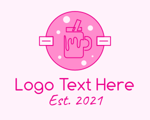 Shake - Pink Milkshake Badge logo design