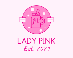 Pink Milkshake Badge logo design