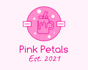 Pink Milkshake Badge logo design