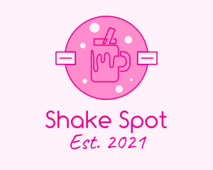 Shake - Pink Milkshake Badge logo design