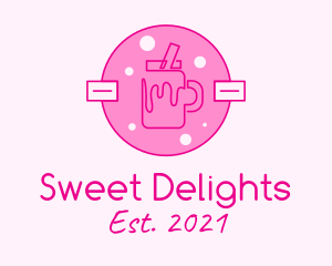 Pink Milkshake Badge logo design