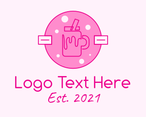 Milkshake - Pink Milkshake Badge logo design