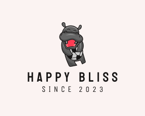 Happy Hippopotamus Soccer logo design