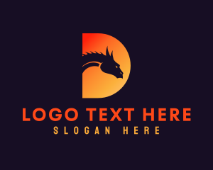 Negative Space - Gradient Dragon Letter D logo design
