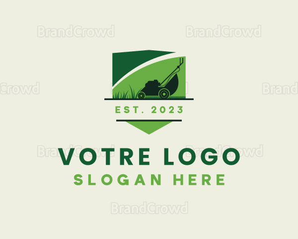Grass Lawn Mower Garden Logo