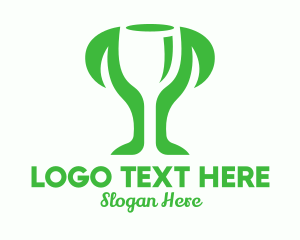 Cup - Negative Space Trophy Plant logo design