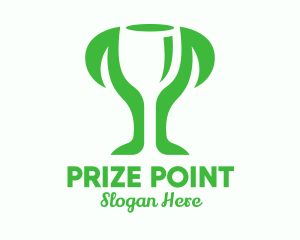 Prize - Negative Space Trophy Plant logo design