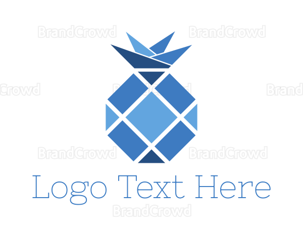 Blue Geometric Pineapple Fruit Logo