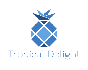Pineapple - Blue Geometric Pineapple Fruit logo design