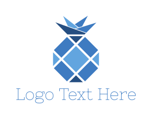 Polygonal - Blue Geometric Pineapple Fruit logo design