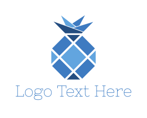 Blue Geometric Pineapple Fruit Logo