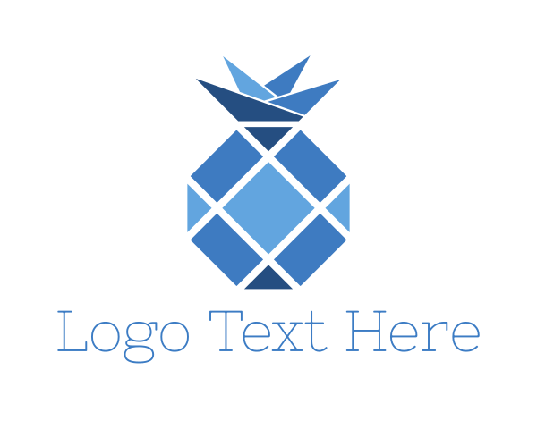Blue Hexagon - Blue Geometric Pineapple Fruit logo design