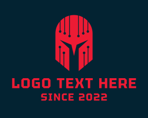 Red Helmet - Tech Spartan Knight Helmet logo design