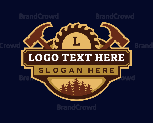 Woodwork Hammer Saw Logo