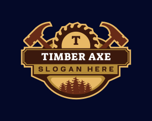 Woodwork Hammer Saw logo design