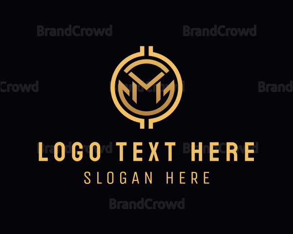 Gold Finance Crypto Letter M Logo