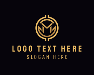 Trade - Gold Finance Crypto Letter M logo design