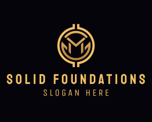 Gold Finance Crypto Letter M Logo