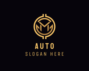 Gold Finance Crypto Letter M Logo