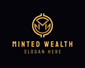 Coinage - Gold Finance Crypto Letter M logo design