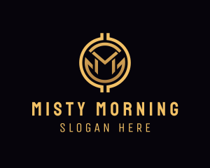 Gold Finance Crypto Letter M logo design