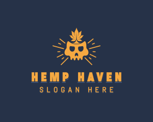 Cannabis Leaf Skull  logo design