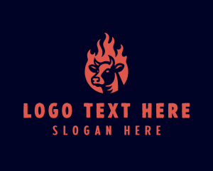 Steakhouse - Flame Steakhouse Cow logo design