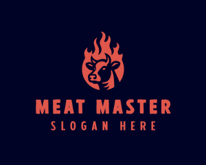 Flame Steakhouse Cow logo design