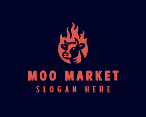 Flame Steakhouse Cow logo design