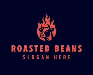 Roasted - Flame Steakhouse Cow logo design