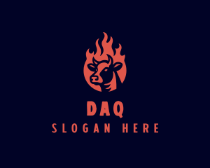 Meat - Flame Steakhouse Cow logo design